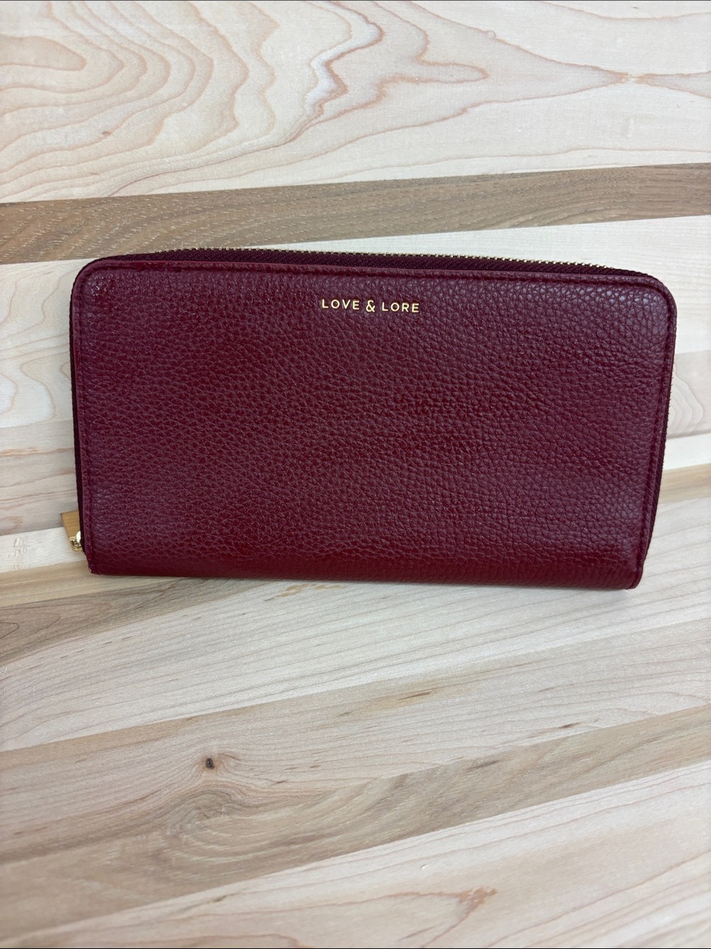 Love & Lore Burgundy Pebbled Zip Wallet
